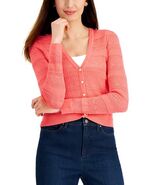 MSRP $60 Charter Club Women Mixed-Stitch Button Cardigan Red Size XL - €22,78 EUR