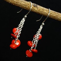 Pendientes hechos a mano de plata 925 maciza de piedras preciosas de coral... - £5.26 GBP