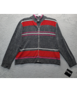 Erika Sweater Youth Girls XL Gray Striped Acrylic Long Sleeve Full Zip M... - $20.29