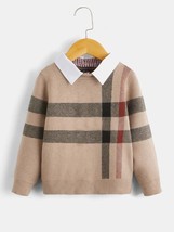 SHEIN Toddler Boys Plaid Pattern Contrast Collar Sweater (Choose Size) NEW W TAG - £46.39 GBP