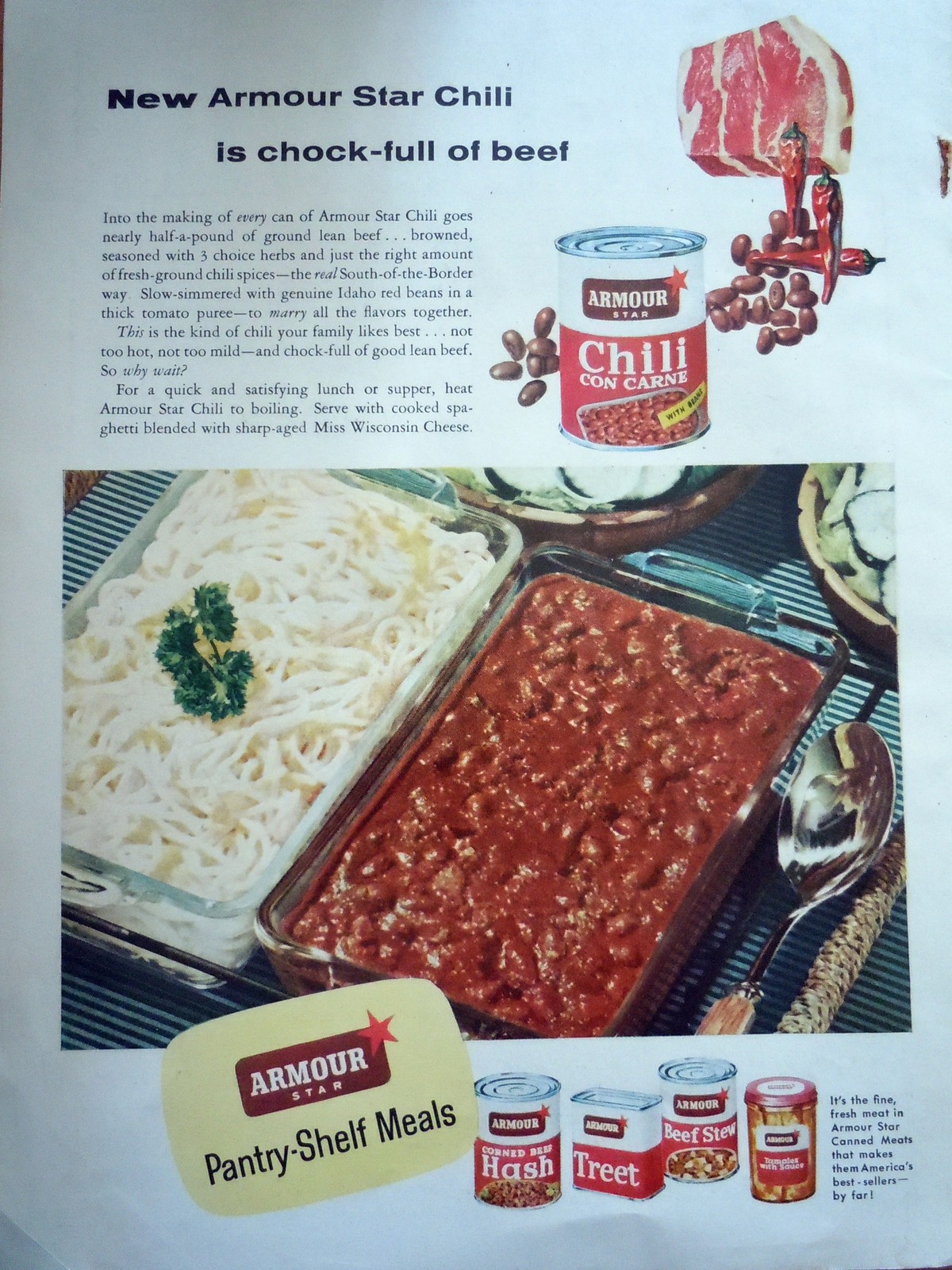 Armour Star Pantry Shelf Meals Print Magazine Advertisement 1955 - $3.99
