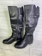 Croft &amp; Barrow Womens Size 6.5 Noemi Faux Leather Riding Boots Black Zip Up - $38.12