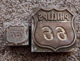 Rare Antique Phillips 66 Metal Stamp Printing Blocks Logo Phillips 66 Gas  - £31.06 GBP