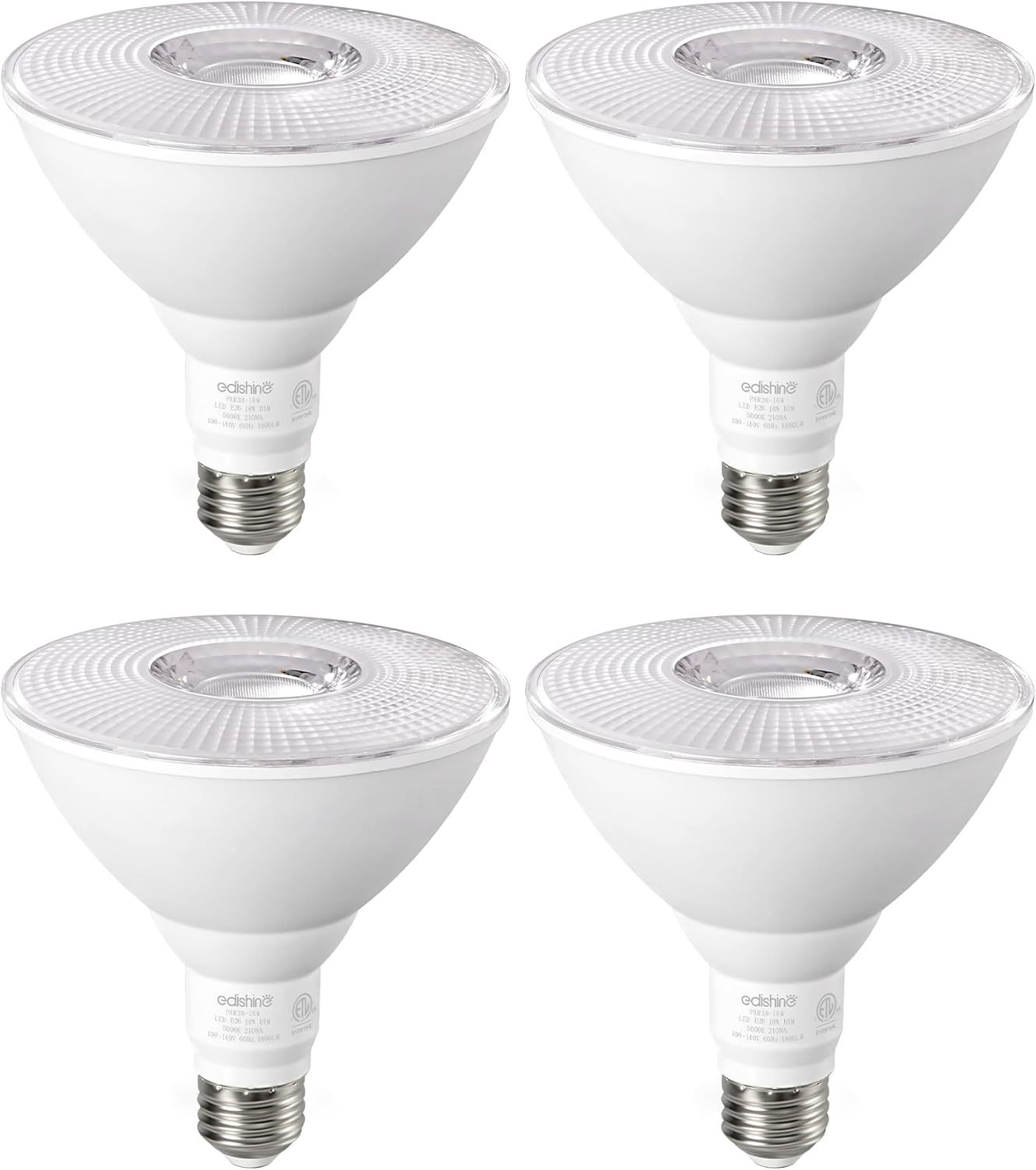 Edishine Par38 Led Outdoor Flood Light Bulbs 4 Pack, 120W, Etl Listed - $32.96