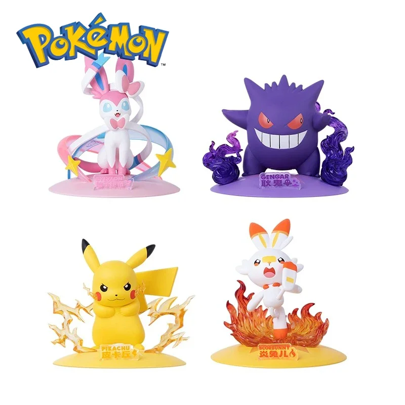 Pokémon Playfulness Eevee Family Ornaments Pokemon Ice Sun Moon Fairy Elf Scene - £28.49 GBP+