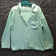 Victoria Secret PJ Top Sleep Shirt Women Medium Green Satin Sleepwear Ni... - $23.10