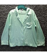 Victoria Secret PJ Top Sleep Shirt Women Medium Green Satin Sleepwear Ni... - £18.44 GBP