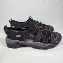 Skechers Water Sandals women&#39;s 11 Hiking Shoes Fisherman Leather Black Pink - £20.00 GBP