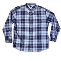 Tommy Hilfiger Shirt Adult 2XL XXL Blue Plaid Check Preppy Button Down Oxford - £13.90 GBP