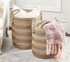 Peace Love World S/2 Woven Stripe Seagrass Baskets in Multi - £72.32 GBP