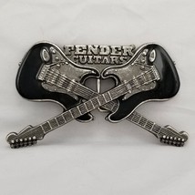 Vintage Belt Buckle Fender Electric Guitars Crossed Black Color Musician - £30.95 GBP