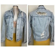 Pacsun Distressed Denim jean jacket w/ animal print lining Size Small - $24.07