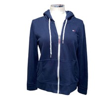 Tommy Hilfiger Navy Blue Full Zip Long Sleeve Drawstring Hoodie Size Medium - $30.59