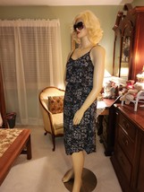 Knox Rose Navy White Paisley Sleeveless Summer Midi Dress Sz Large Asymm... - $17.82