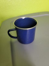Blue Speckled Enamel Camping Cup Mug Silver Rim. Dishwasher Safe. - £18.50 GBP