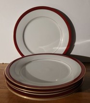 Muirfield 8943 Royal Bordeaux Red Band Gold trim Dinner Plate Set Of 6 1... - £70.08 GBP