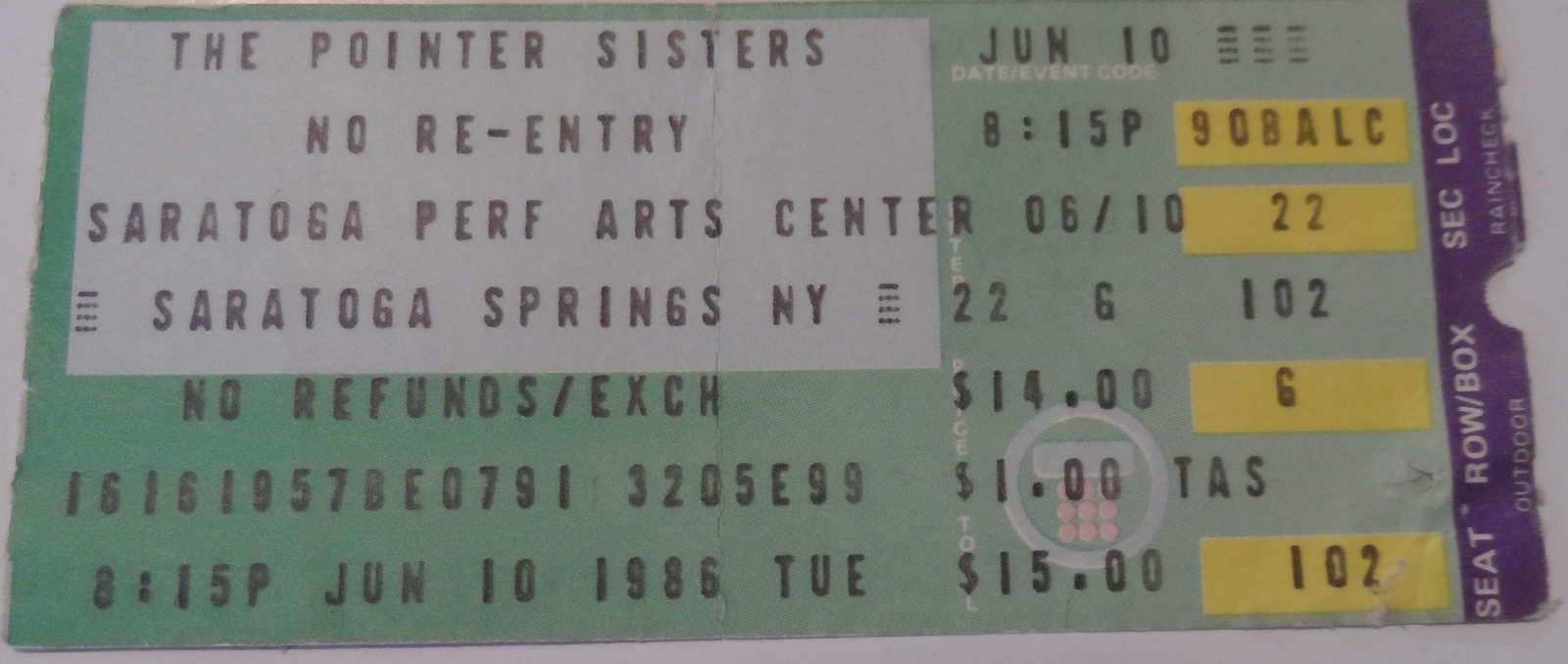 Pointer Sisters 1986 Ticket Stub VG+ Original Saratoga Performing Arts N... - $9.77
