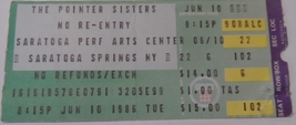 Pointer Sisters 1986 Ticket Stub VG+ Original Saratoga Performing Arts N... - £7.65 GBP