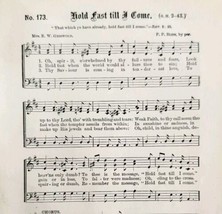 1883 Gospel Hymn Hold Fast Till I Come Sheet Music Victorian Religious A... - $14.99