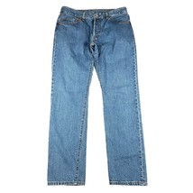 Levis 501 Mens 30x32 Denim Button Fly Mid Rise Blue Jeans Original Straight - $29.99