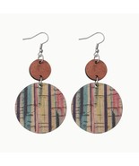 Muti-colored Wooden Chic Round Hypo-allergenic Boho Hook Earrings New! - £10.15 GBP