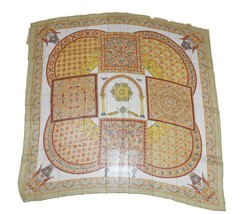 Hermes Scarf Ciels Byzantins 90 cm Chiffon Silk mousseline Beige muslin 35&quot; - £167.56 GBP