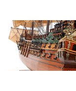 35&quot; Wood Brown Solid Wood Hand Painted Model Boat Tabletop Sculpture - $1,735.37 CAD