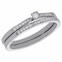 Diamond Bridal Set Ladies 14K White Gold Fn Princess Engagement Wedding Ring - £83.80 GBP