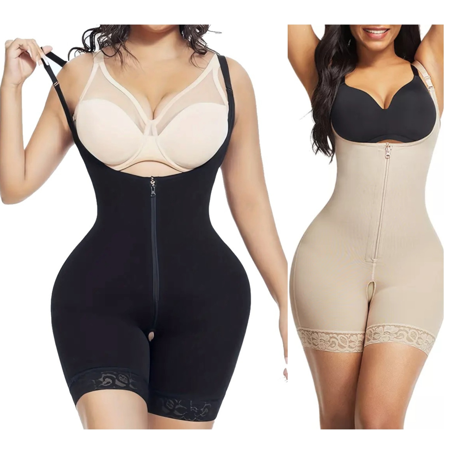 Zipper & Hook Underbust Bodysuit 3-In-1 Slimming Compression Premium Body Shaper