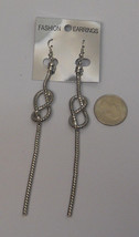 Fashion Earrings Knot Earrings Drop Dangle Silver Tones Hook Fasteners - £6.32 GBP