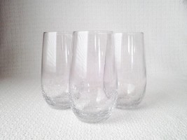 Pier 1 CRACKLED Clear 5 7/8&quot; Tall Flat Tumblers Glasses ~ Set of 3 - $49.49
