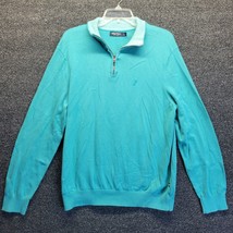 Nautica Teal Men&#39;s Sz L 1/4 Zip Longsleeve Sweater - £14.18 GBP