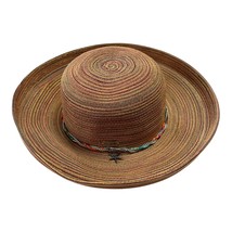 Sun N’ Sand Woven Straw Hat – Multicolor Stripe with Beaded Chain &amp; Star... - $30.00