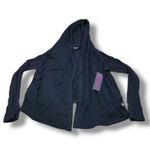 New Skechers Sweater Size Medium Skechers Drape Cardigan Hooded Open Front Black - £25.55 GBP