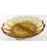 Vintage AMBER THUMBPRINT DIVIDED RELISH DISH Indiana Glass Oval Mid Cent... - $24.75 CAD