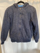 Oneill Jacket Boys L Gray Navy Blue Sweater Full Zip Hood Surf Skate Casual - £12.49 GBP