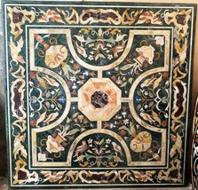 48&quot; Handicraft Green Marble Coffee table Top with Pietre Dura inlay work... - $60,067.24 MXN