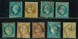 FRANCE  Sc # 15 // 59 (9 stamps) Used Napoleon III, Ceres  Postage (1853-1873) - $20.30