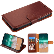 For Samsung S8 Plus Leather Flip Wallet Phone Holder Protective Case Cover BROWN - £4.75 GBP