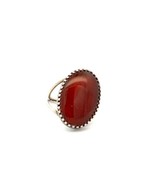Sterling Silver Large Oval Carnelian Stone Cabochon Solitaire Ring size ... - $48.51