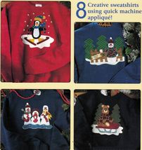 8 Holiday Christmas Quilted Sew Machine Applique Sweatshirt Snowman Bear Pattern - $13.99