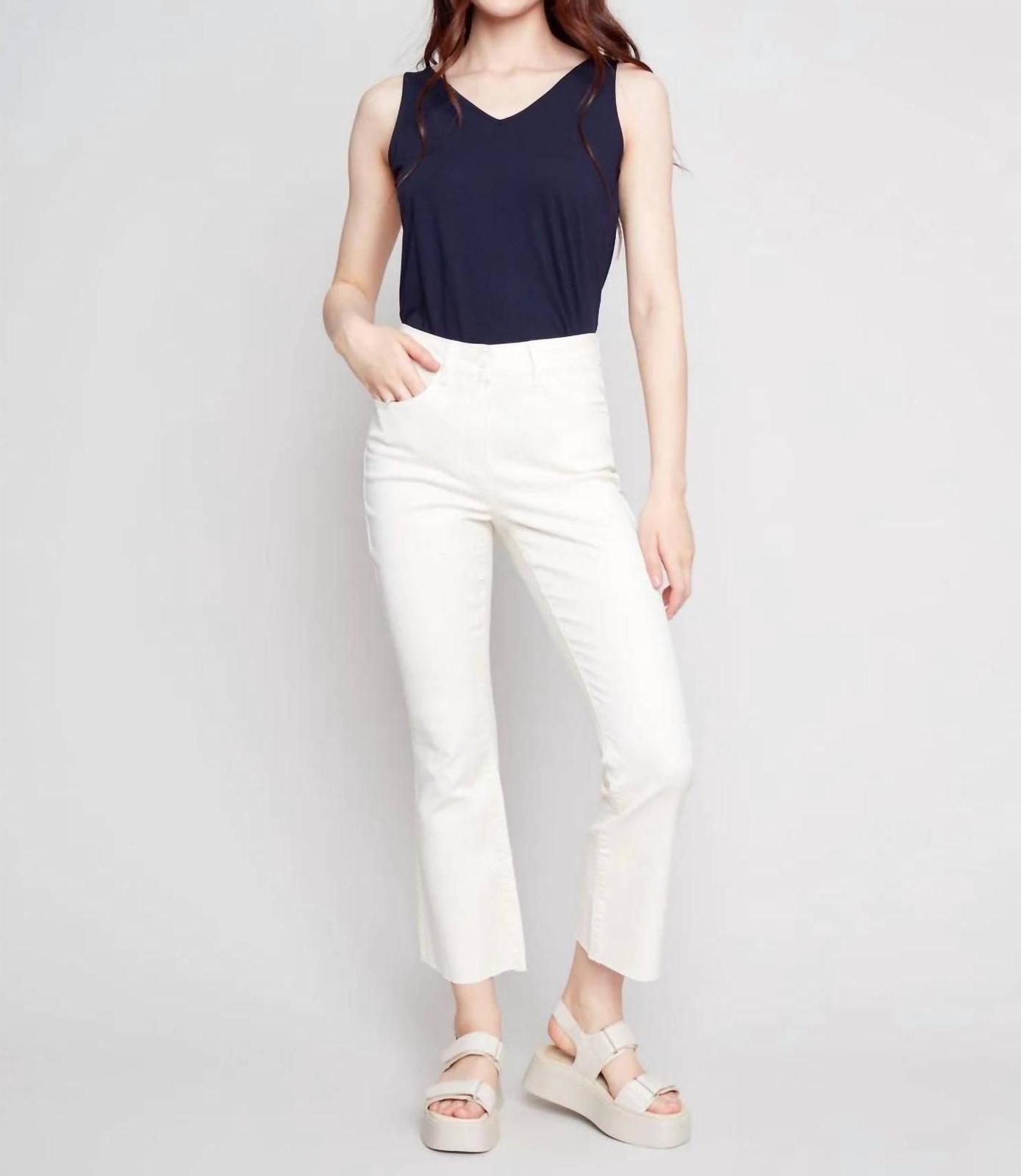 Charlie B Bell Bottom Raw Edge Pant Cream - $68.00