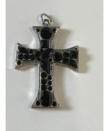 Sterling Silver Faux Black Diamonds Cross Pendant - $29.00