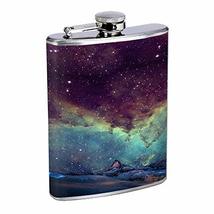 Starry Night Hip Flask Stainless Steel 8 Oz Silver Drinking Whiskey Spirits Em3 - £7.95 GBP