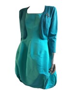 $990 OSCAR DE LA RENTA CASHMERE SILK STUNNING TEAL KNIT BOLERO M - $199.50