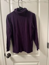 ALFANI Women&#39;s Long Sleeve Dark Purple Top Turtleneck Shirt Size Medium - £33.90 GBP