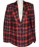 Vintage Womens Pendleton Red Scottish Tartan Plaid Virgin Wool Blazer Ja... - $74.24