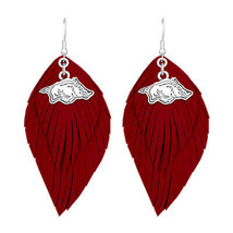 43373 Arkansas Boho Earrings with Red Suede Leather - £12.50 GBP