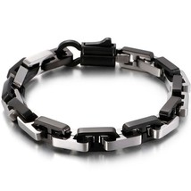 Cool 8MM Wide Link Chain Bracelet Men Metal Solid 316L Stainless Steel Mens Frie - £29.80 GBP