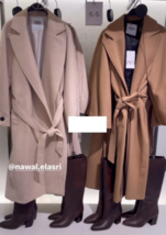 Zara Bnwt 2023. Camel Tan Wool Belted Coat Longline . 8452/102 - £140.06 GBP
